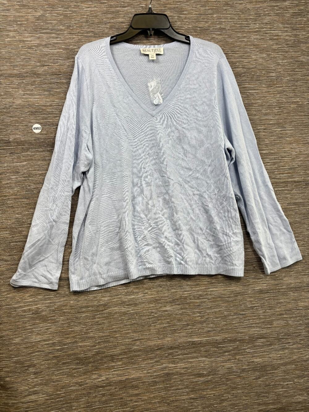BEAUTIFUL by Lawrence Zarian The Sophie Button Sleeve Sweater Size 2X Blue NEW